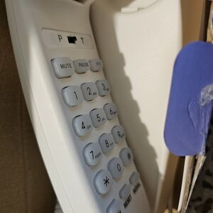 White Corded Telephone with Keypad